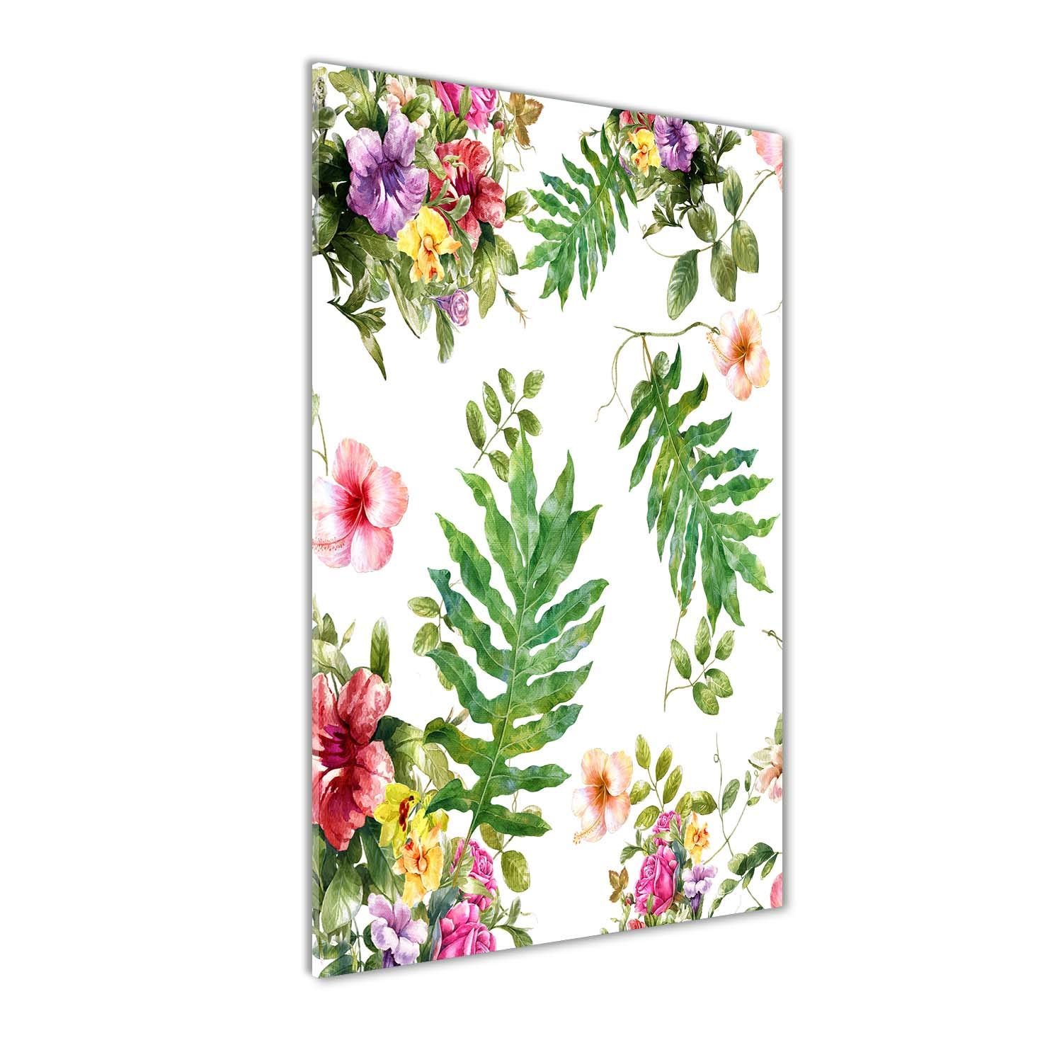 Image sur verre panoramique 60x120 fleurs exotiques pour décoration salon chic