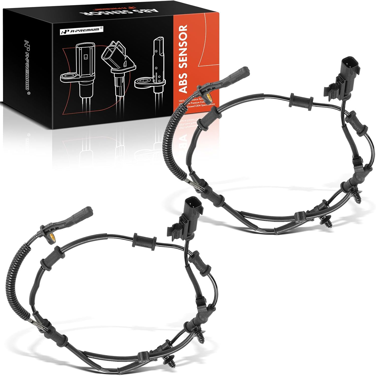 A-Premium 2PC Set Rear ABS Wheel Speed Sensors Compatible with Jeep JL Wrangler 2018 19 20 21 22 23 24 2025, Rear Driver and Passenger Side