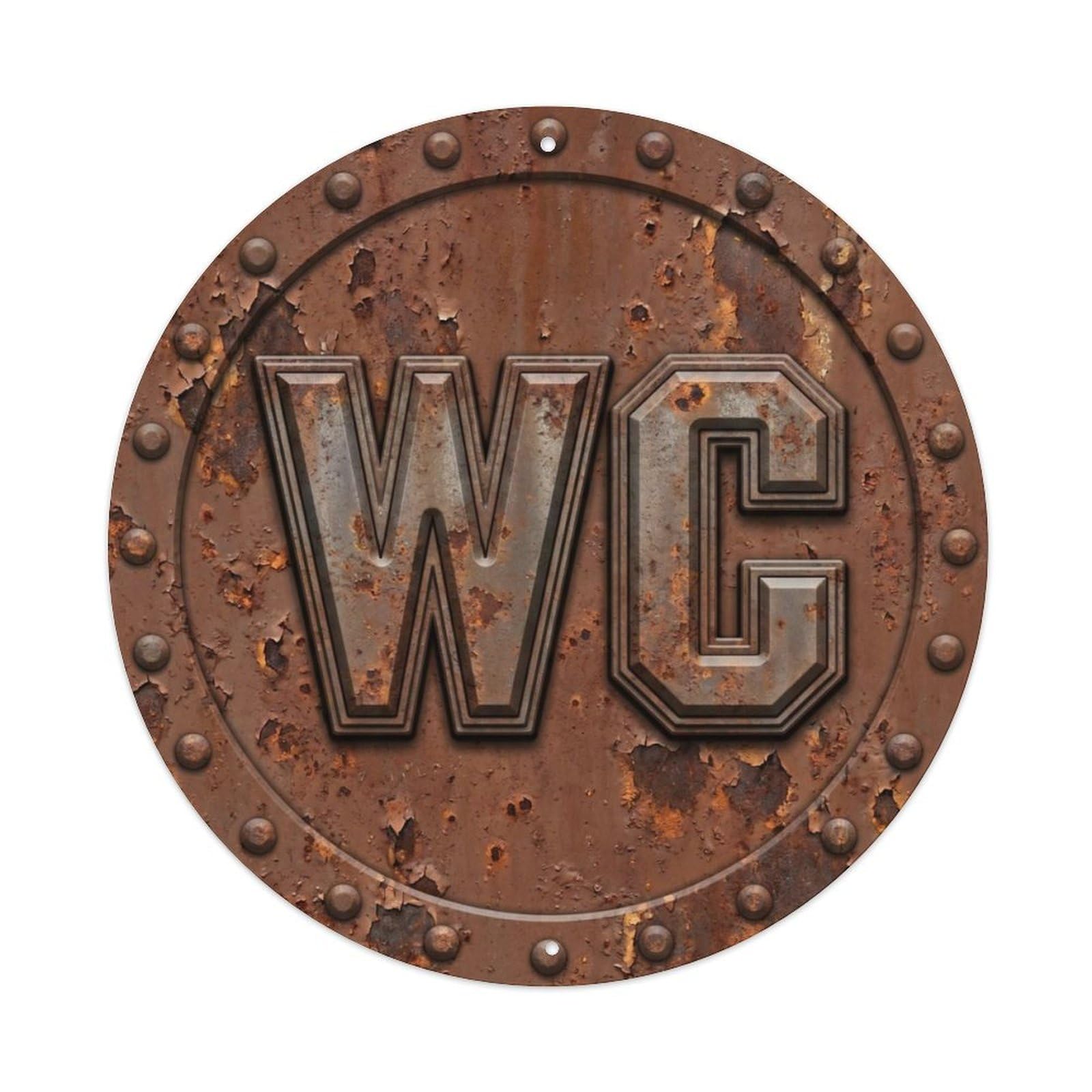Toilet （WC） Rust Emblem Metal Tin Sign Plaque Wall Decor for Cafe, Club Bar, Office, Home Garden Round Metal Poster 8x8Inch