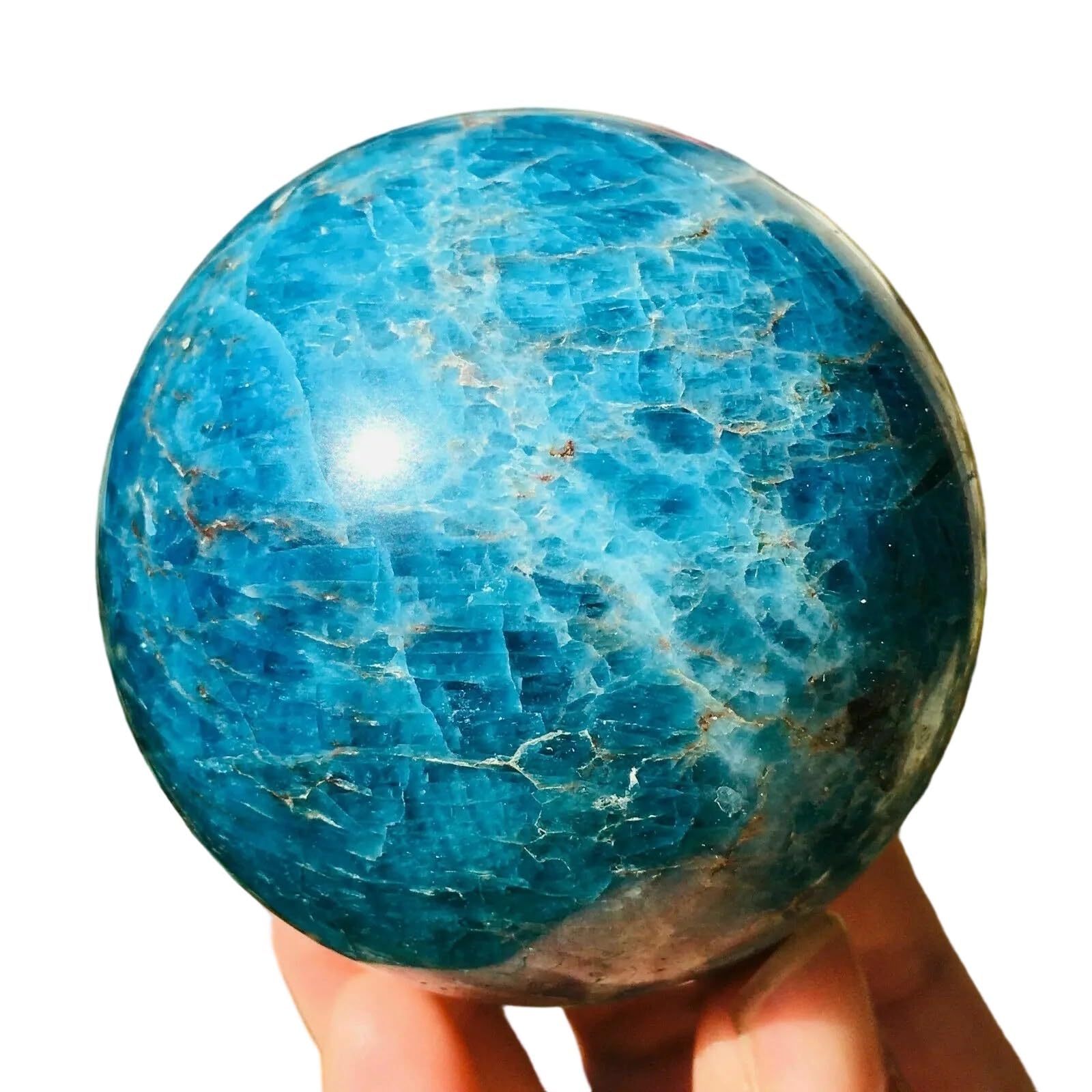 HAOYUNS Beautiful Natural Blue Apatite Sphere Crystal Ball for and Decoration(900-1000g)