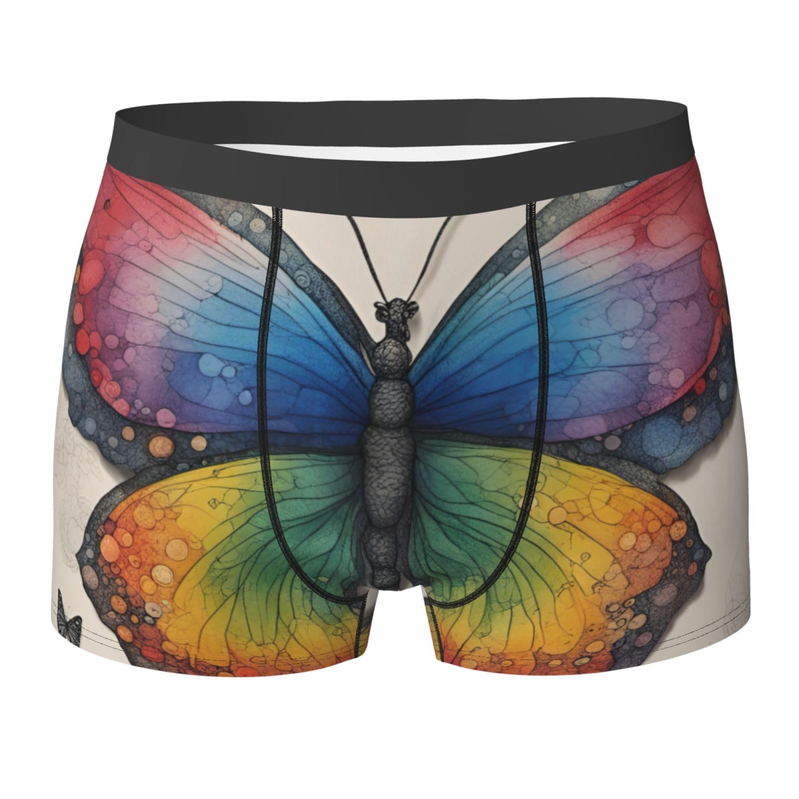 SMAZDFXX Rainbow Butterfly Print Mens Underwear Stretch Breathable Boxer Briefs Fun Boxers Briefs For Men(S-Xxl)
