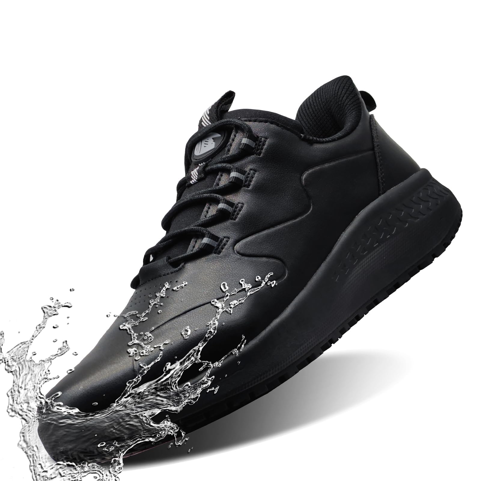 Zapatos de trabajo antideslizantes para hombre, impermeables, para cocina, chef, restaurante, caminar, cómodos, para servicio de alimentos, zapatos de trabajo de cuero, zapatos de enfermería,