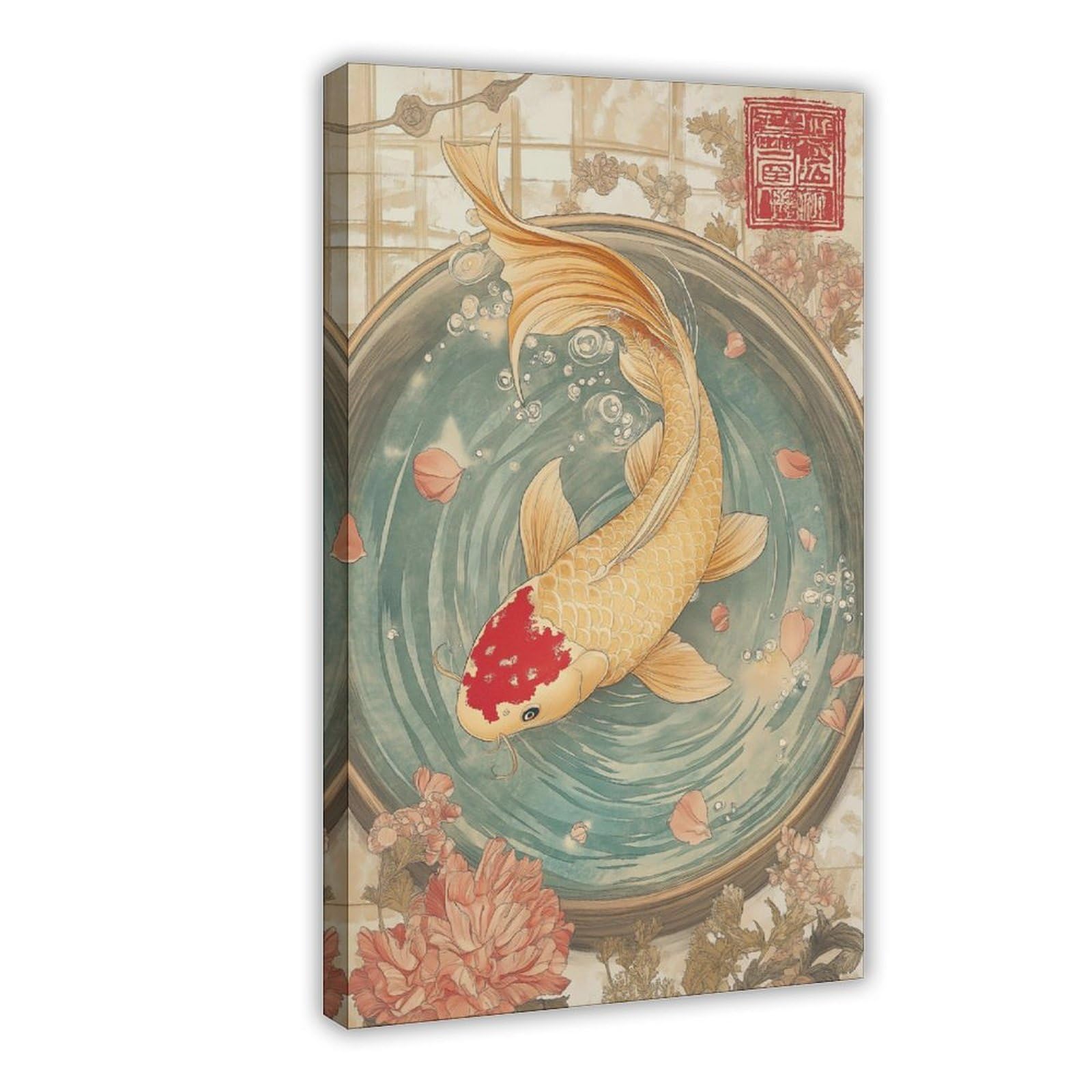 Bareronor Japanese Fish Poster Canvas Poster Bedroom Decor Landscape Office Room Decor Gift 24" L X 36" W