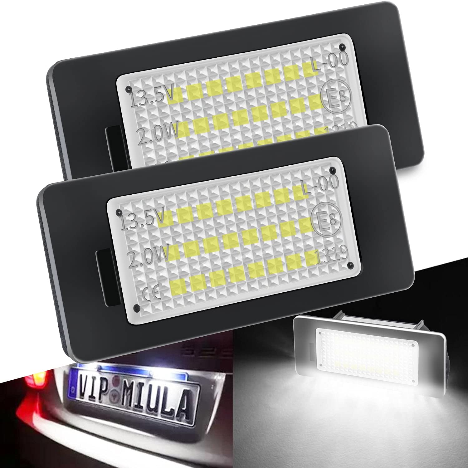 LED Kennzeichenbeleuchtung Canbus Fehlerfrei Weißes Licht kompatibel mit Audi A4 B8, A5 8T, Q5, TT 8J, kompatibel mit Passat B6 CC, Skoda Fabia 2 3