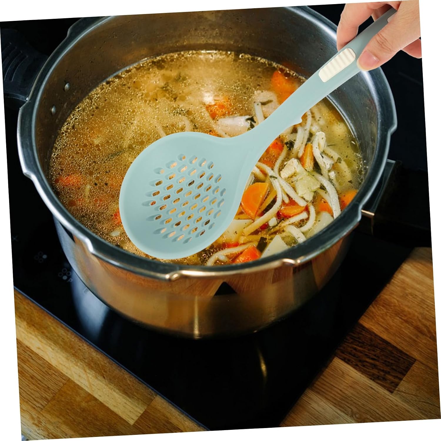 2pcs Silicone Pasta Strainer Spoon Colander for Kitchen Use Fine Mesh Strainer Food Scoop Kitchen Decor Accessory
