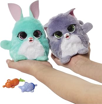 FurReal Fuzzalots Kitty and Bunny Color Change Interactive Feeding Toy, Lights and Sounds, Ages 4 and Up