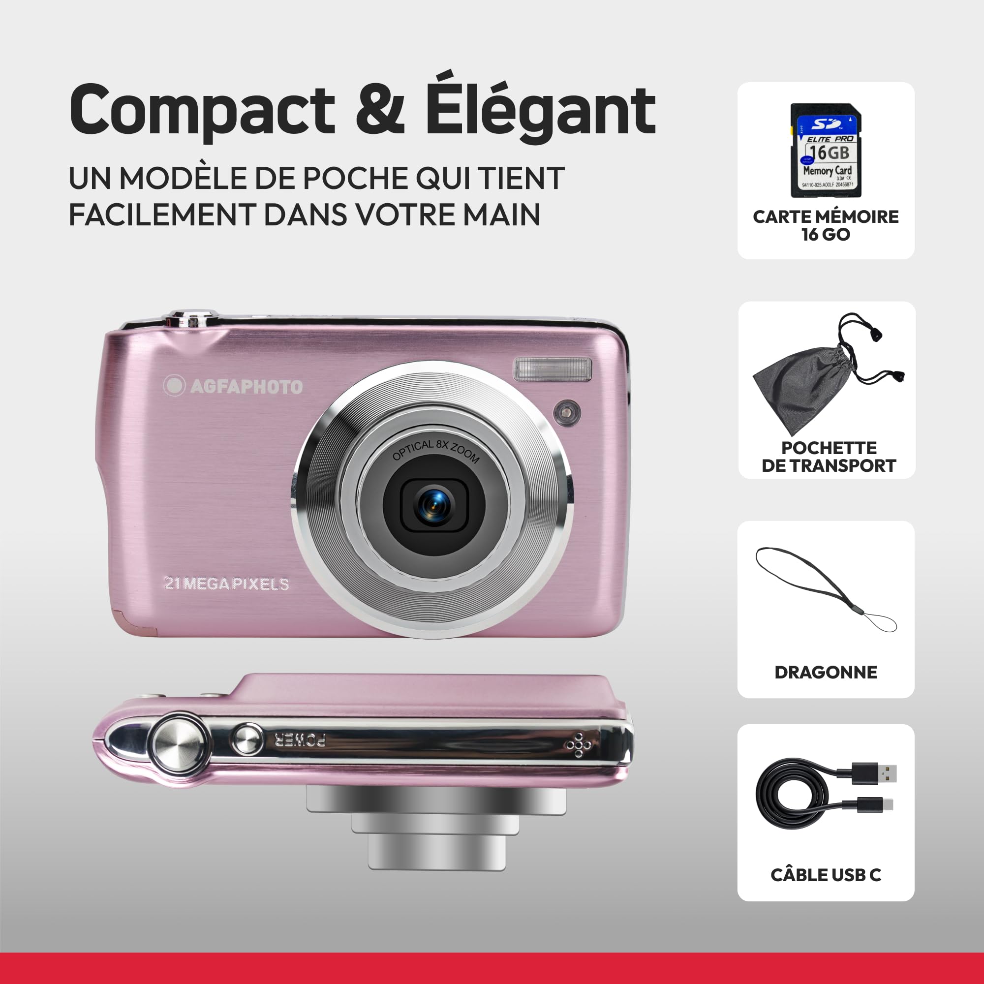 AGFA Photo Realishot DC8200 Appareil Photo Numérique Compact 21MP Full HD Zoom Optique 8X
