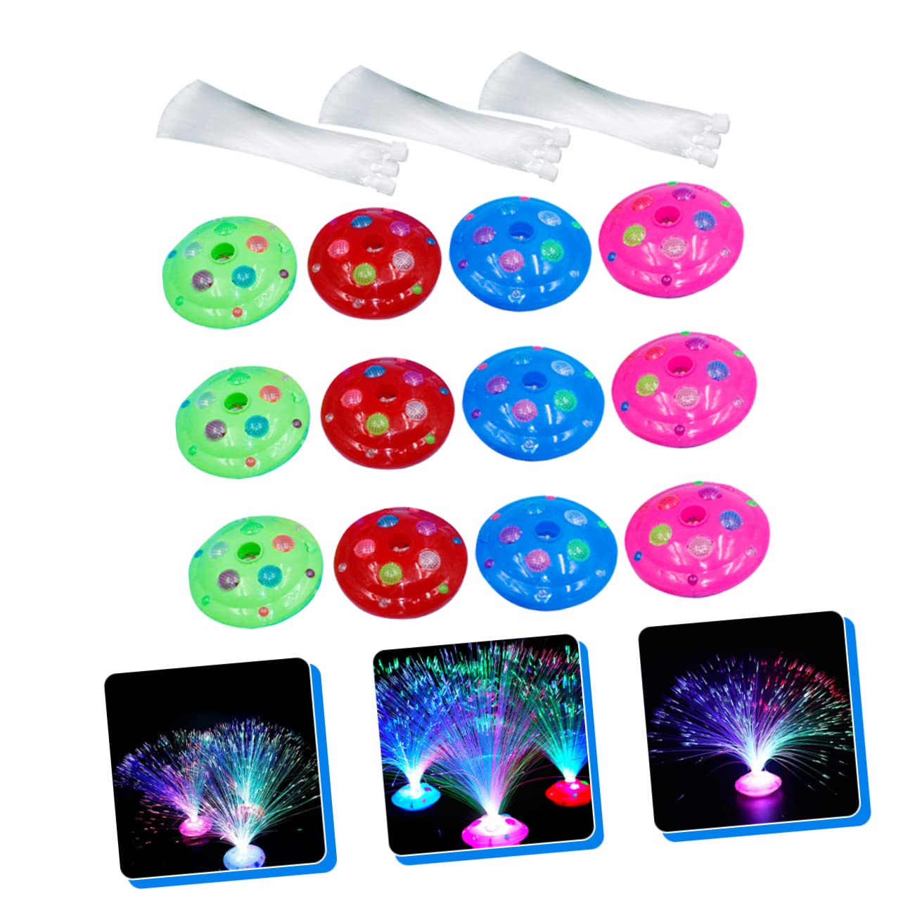Mikikit 12pcs Color Changing Fiber Optic Lamp Decorative Lights for Parties Weddings and Events Vibrant Atmosphere Light for Home and Festive Occasions
