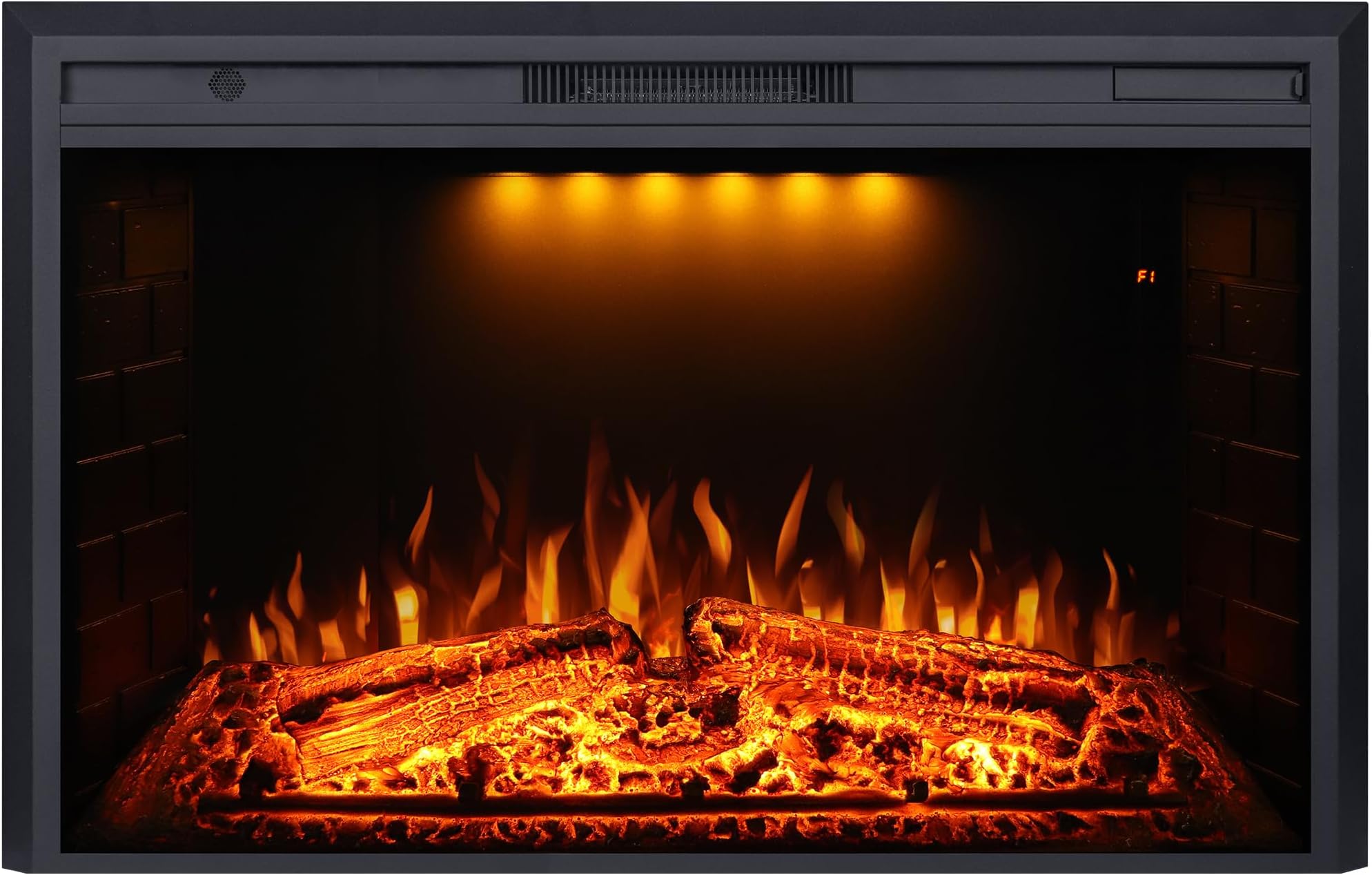 Valuxhome Electric Fireplace, Electric Fireplace Heater Insert with Overheating Protection, Fire Crackling Sound, Remote Control, 750/1500W, Black, 43"" l27 h