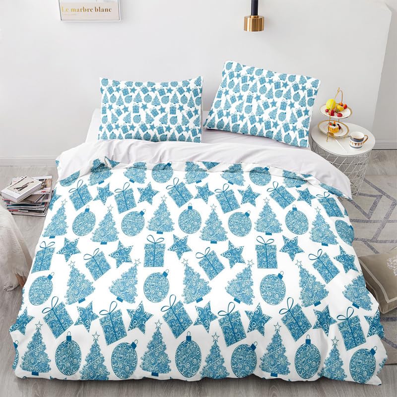 Housse de couette 90x190 pour chambre de garçon ou fille avec taie d'oreiller bleue