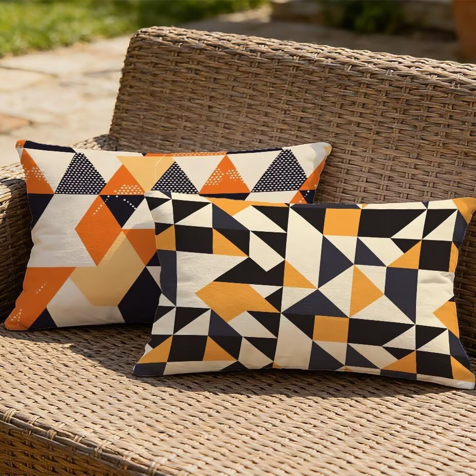 Housse de coussin de jardin 40x80 texture lin haut de gamme orange