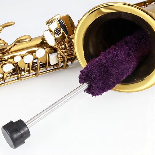 Miniatura 7 de Cepillo de limpieza para saxofón alto, limpiador de plumero, herramienta de mantenimiento, longitud estirable de 3 secciones