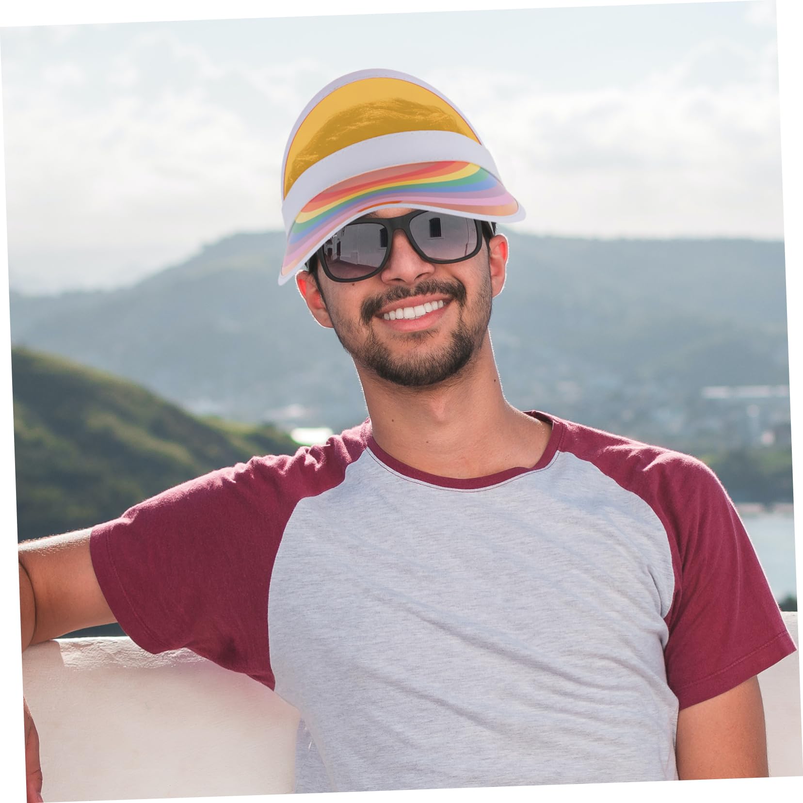 chapeau haut de forme arc-en-ciel en pvc visiere casquette bonnet visière chapeaux pour hommes visière femme visières pour femmes chapeau à visière décorative polyester