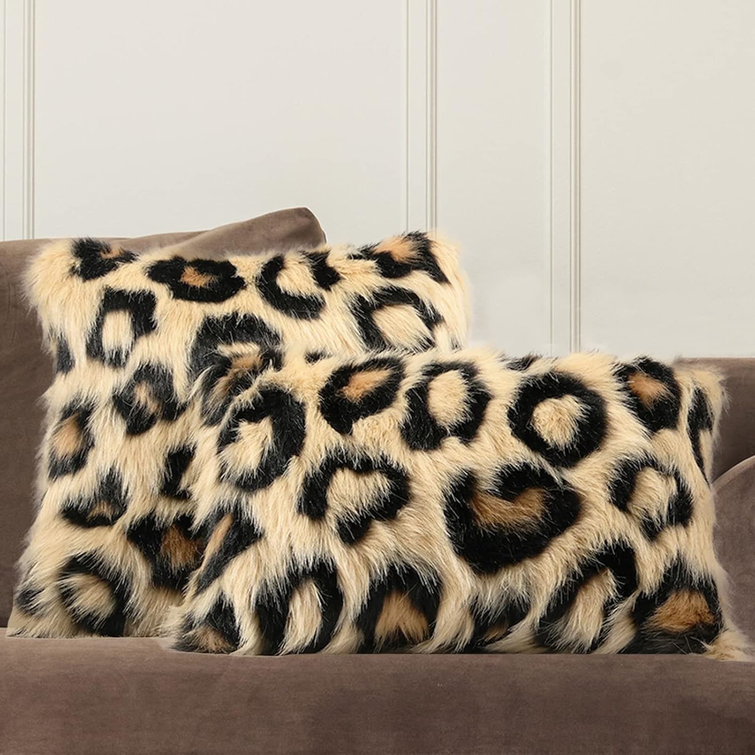 INSMEER Leopard Print Pillow Case Decorative Fluffy Pillow