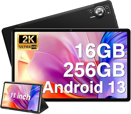 Tabletas Android 13 de 11 pulgadas 2023, 16 GB de RAM+256 GB ROM+1 TB expandir, Octa-Core 2.0 GHz, pantalla FHD 2K 2000 x 1200, 8600 mAh, cámara de