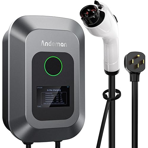 Level 2 EV Charger 40 Amp with Smart App and RFID Card Adjust Current Reservation Charging, 240V Electric Car Charger Indoor/Outdoor, Electric Vehicle Charger of Energy Star ETL SAE-J1772 & 25FT Cable