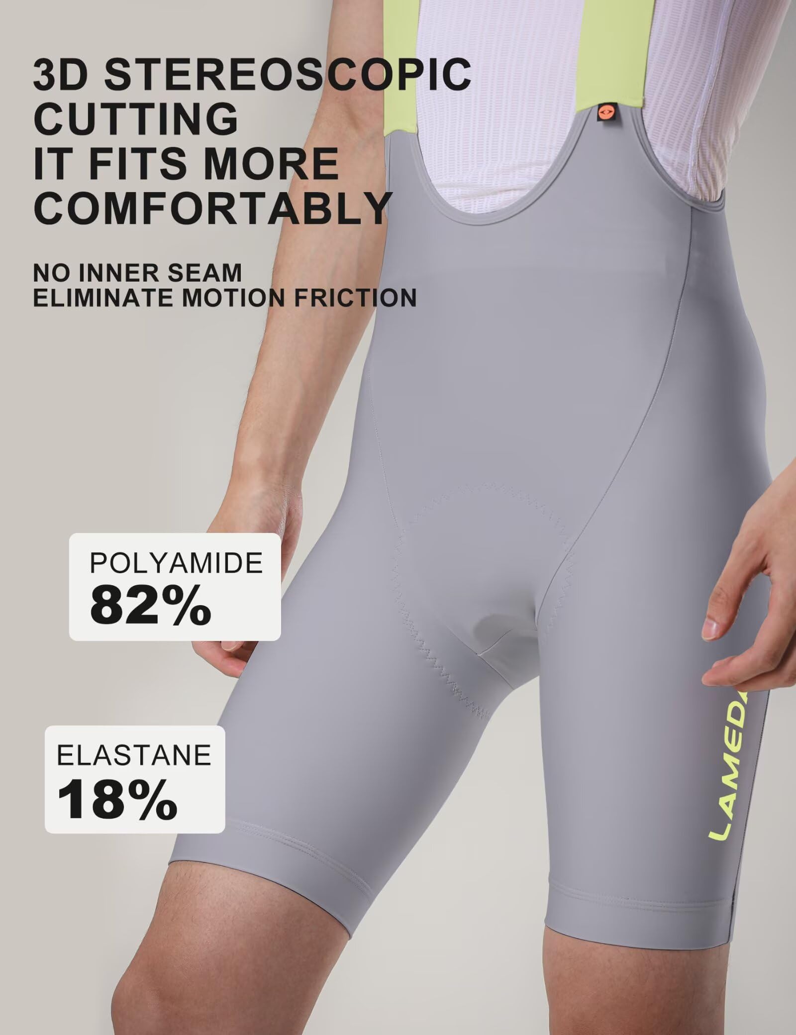 LAMEDA Culote Corto Ciclismo para Hombre UPF50+ Pantalones Ajustados Cortos MTB y Carretera Transpirable Fresco Verano