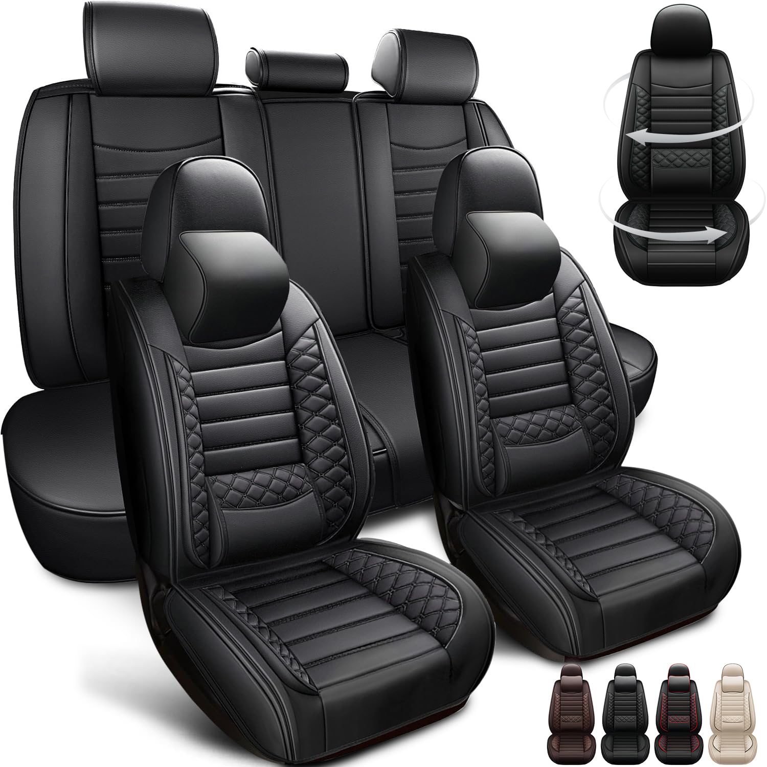 Leather Seat Covers for Toyota Corolla Cross 2021-2024 2025,5-Seat Luxury Car Seat Covers Full Set,Waterproof Seat Protectors Auto Seat Cover,