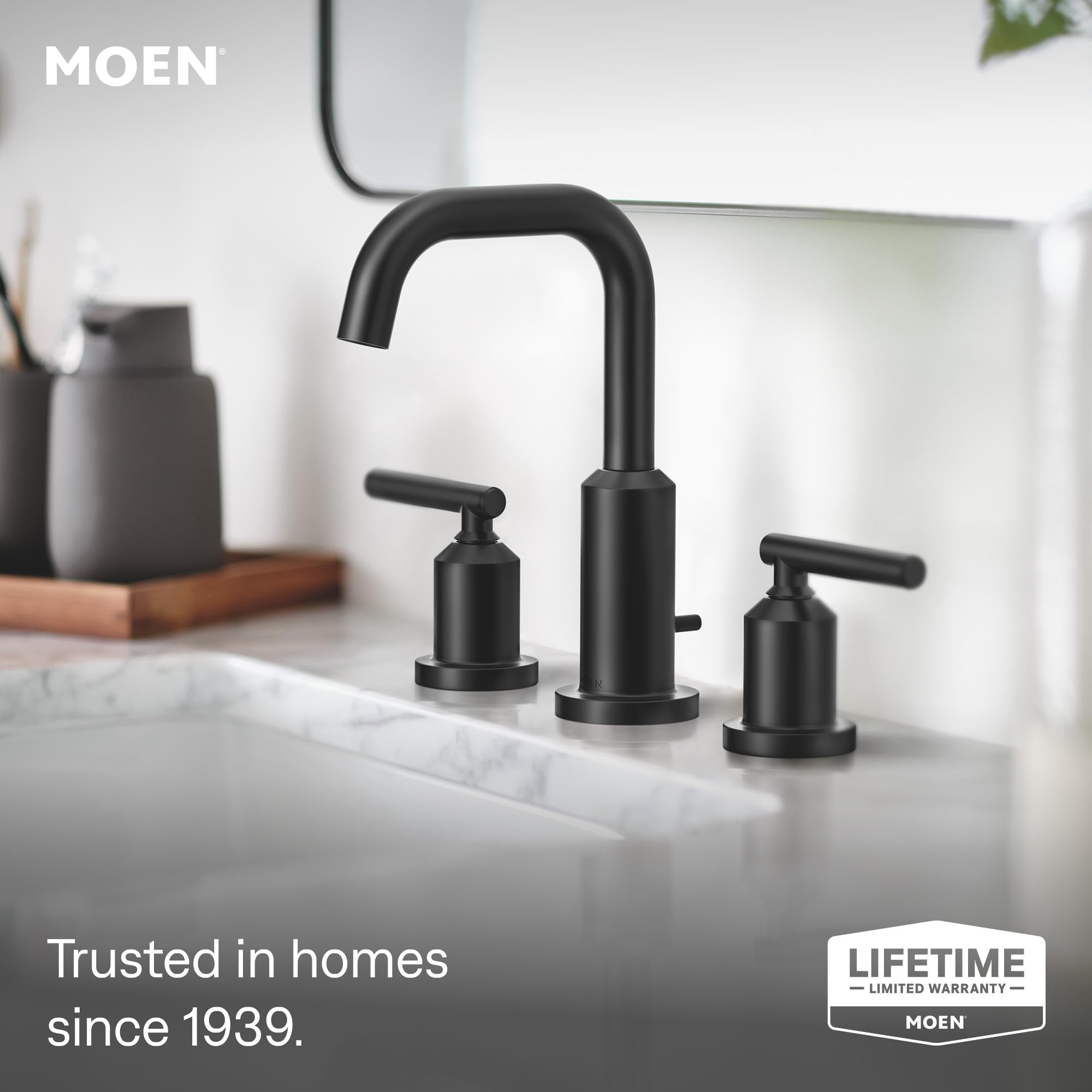 Moen Gibson Two-Handle High Arc Widespread Modern Bathroom Sink Moen Gibson Two-Handle High Arc Widespread Modern Bathroom Sink