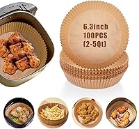 Vista 1 de Forros desechables para freidora de aire, 100 piezas de forros desechables antiadherentes para freidora de aire, papel de pergamino no blanqueado