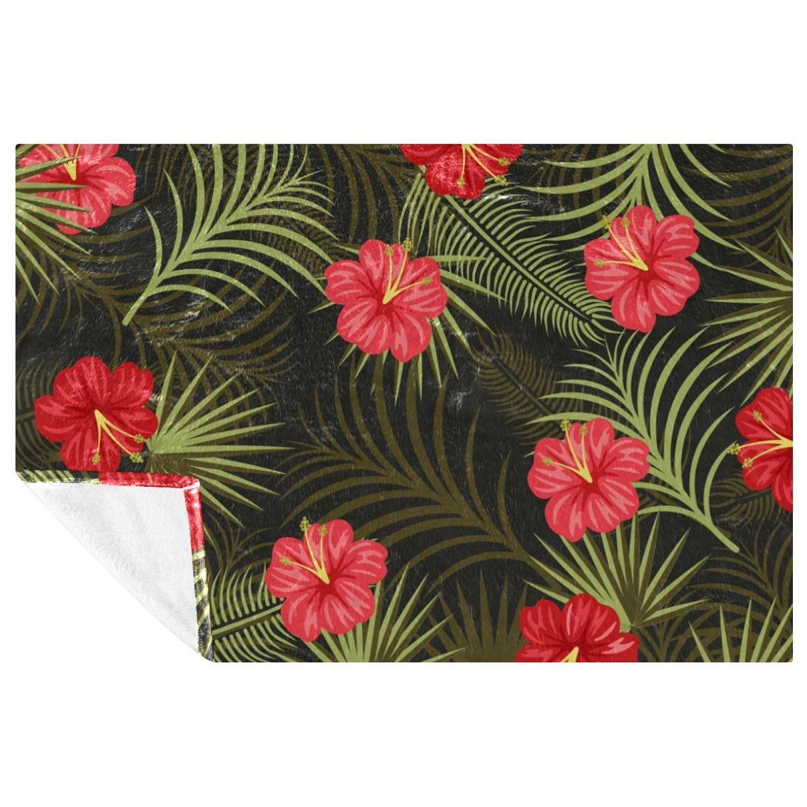 Couverture d'été douce imprimé floral vert tropical, un cocon de douceur pour lit et canapé