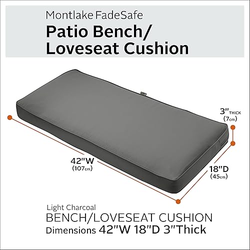 Miniatura 3 de Classic Accessories, Montlake FadeSafe - Cojín para banco o sofá de dos puestos de exteriores y patio, tela resistente al agua, 42x18x3 pulgadas,