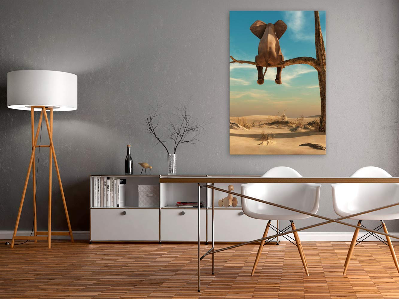 artgeist Acoustic Canvas Wall Art Print Elephant 24x35 in - 1pcs Picture with Acoustic Foam Sound Print Artwork Room Acoustics Soundproofing Animals Nature g-B-0033-b-b