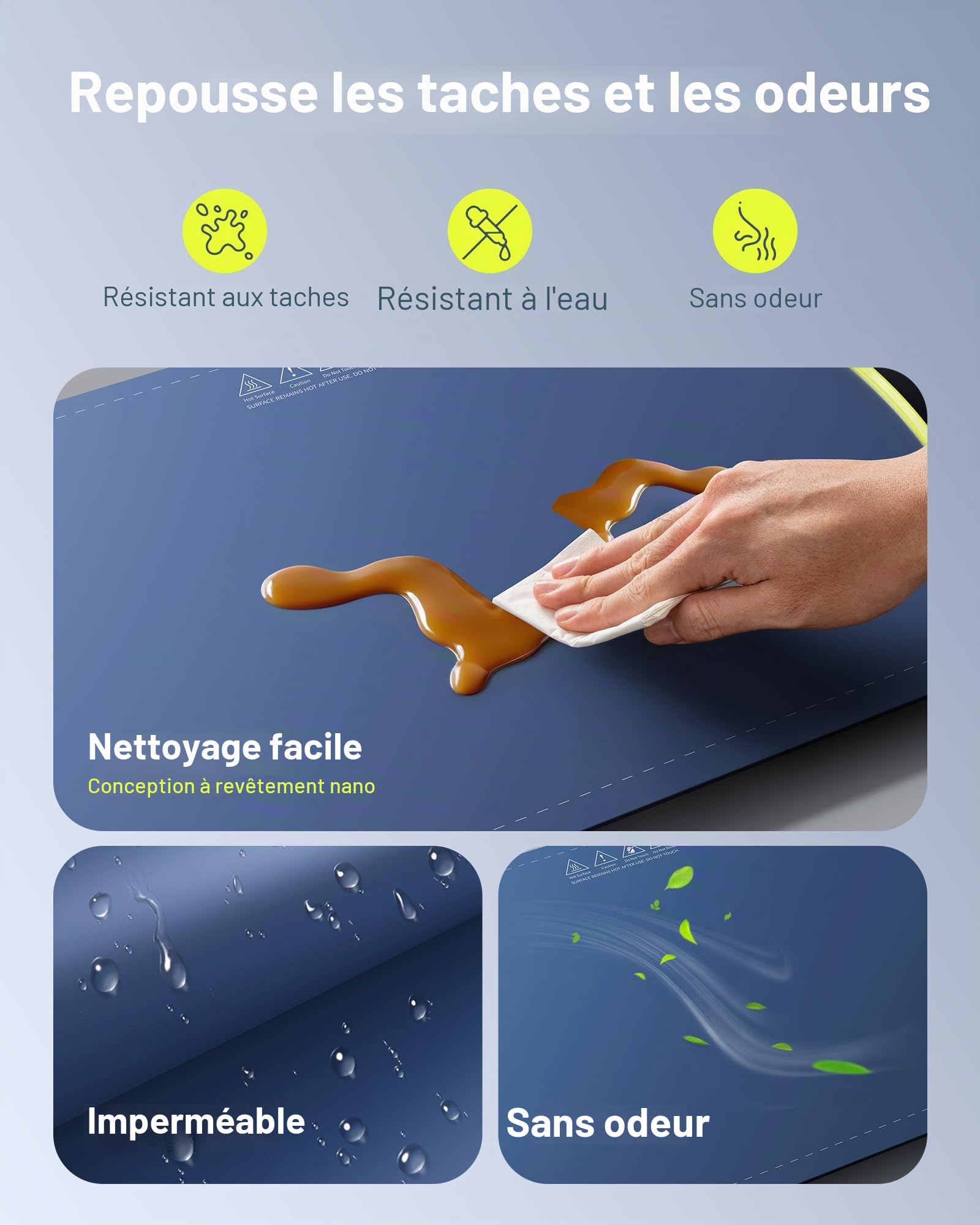Chauffe Plat Electrique - Garde Les Aliments au Chaud pour Les Buffets et Les Fêtes, Chauffe Plat pour Aliments avec 40°C to 110°C Réglables, Chauffage de Toute la Surface en 5s, 60x40x2.5cm