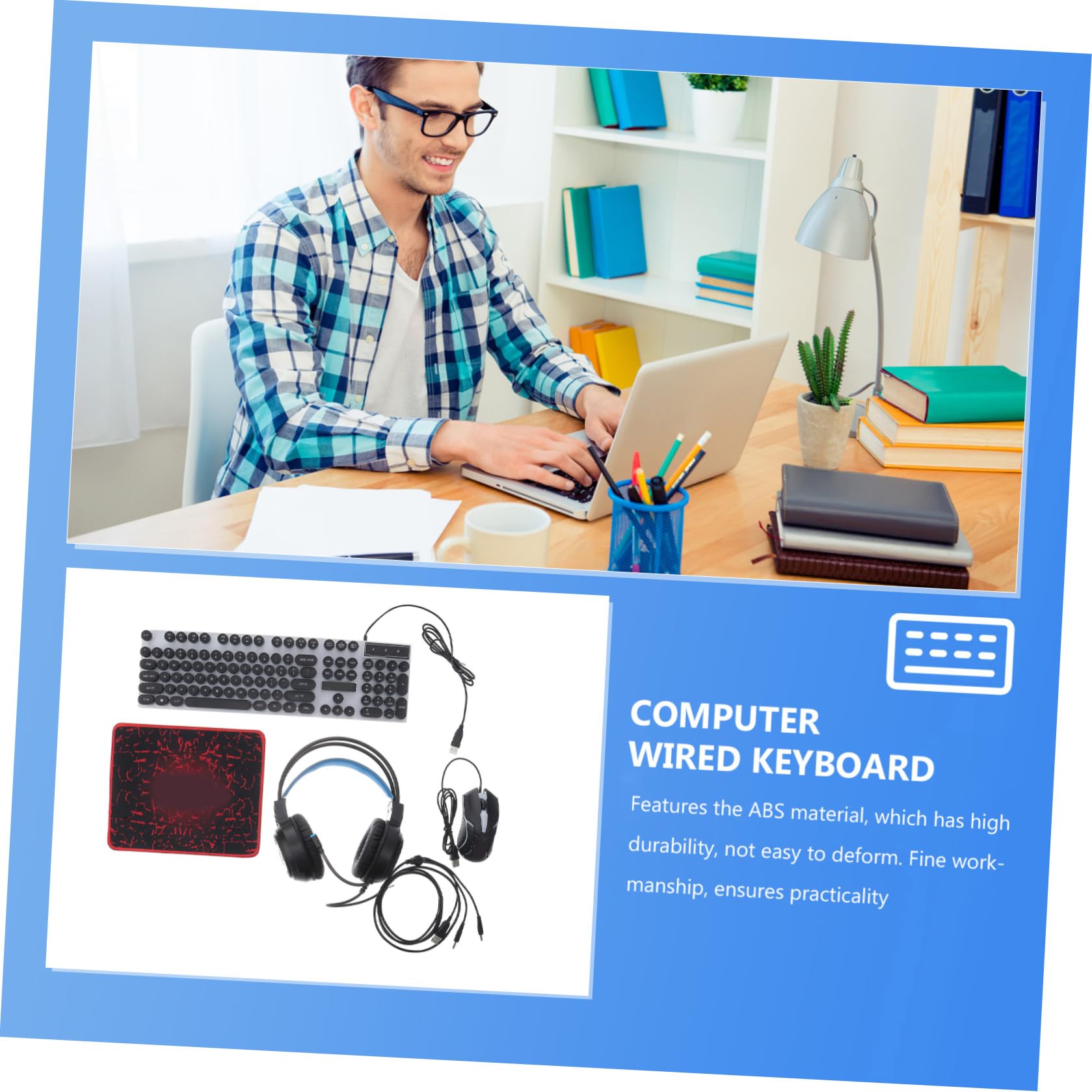 VILLCASE Combo De Teclado Ratón y Auriculares para Iluminación RGB Ratón Ergonómico Teclado para Ordenador para Gaming Pc