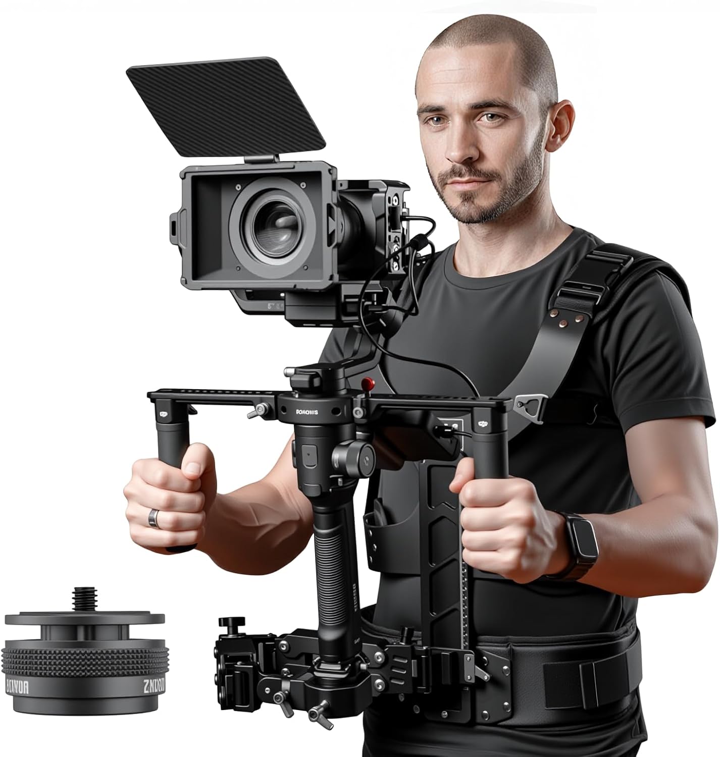 Filmmaker using the DIGITALFOTO Thanos SE Gimbal Vest