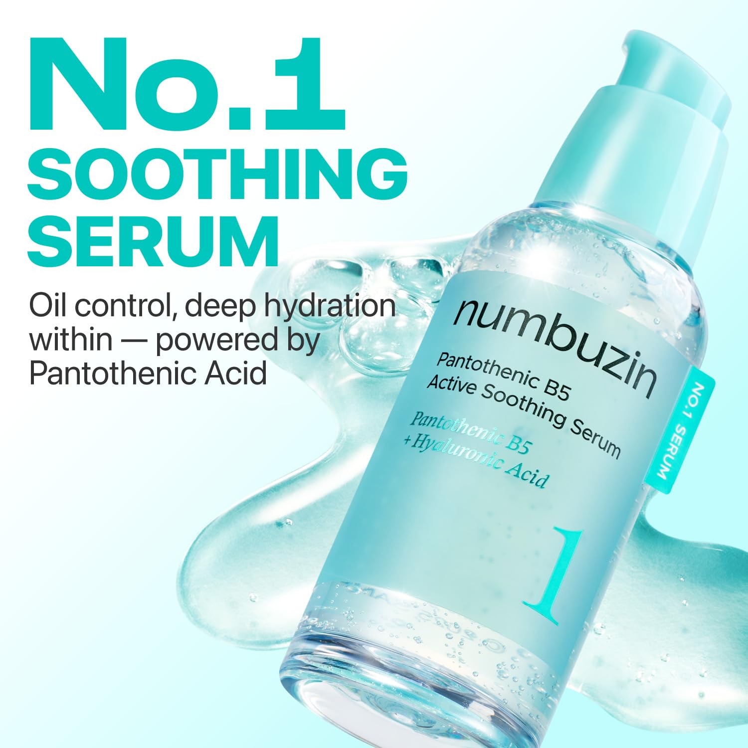 numbuzin No.1 Serum | Pantothenic B5 Active Soothing Serum | Soothing, Hydrating | Pantothenic Acid, Niacinamide | Excess Oil Control, Reduces Breakouts, Acne | Oily, Acne-Prone Skin | 1.69 fl. oz.