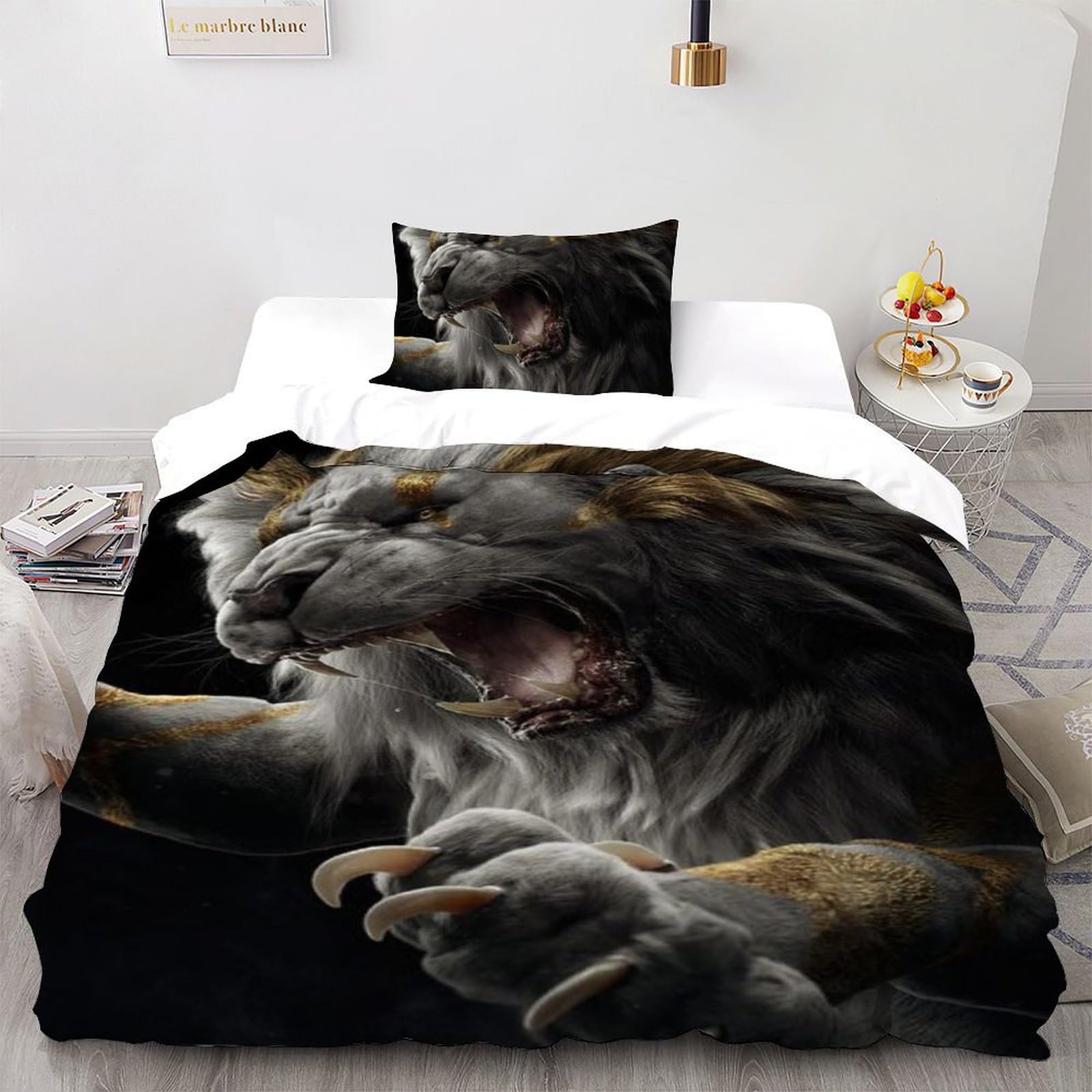 Housse de couette single microfibre imprimé animaux 3D 135x200cm pour filles