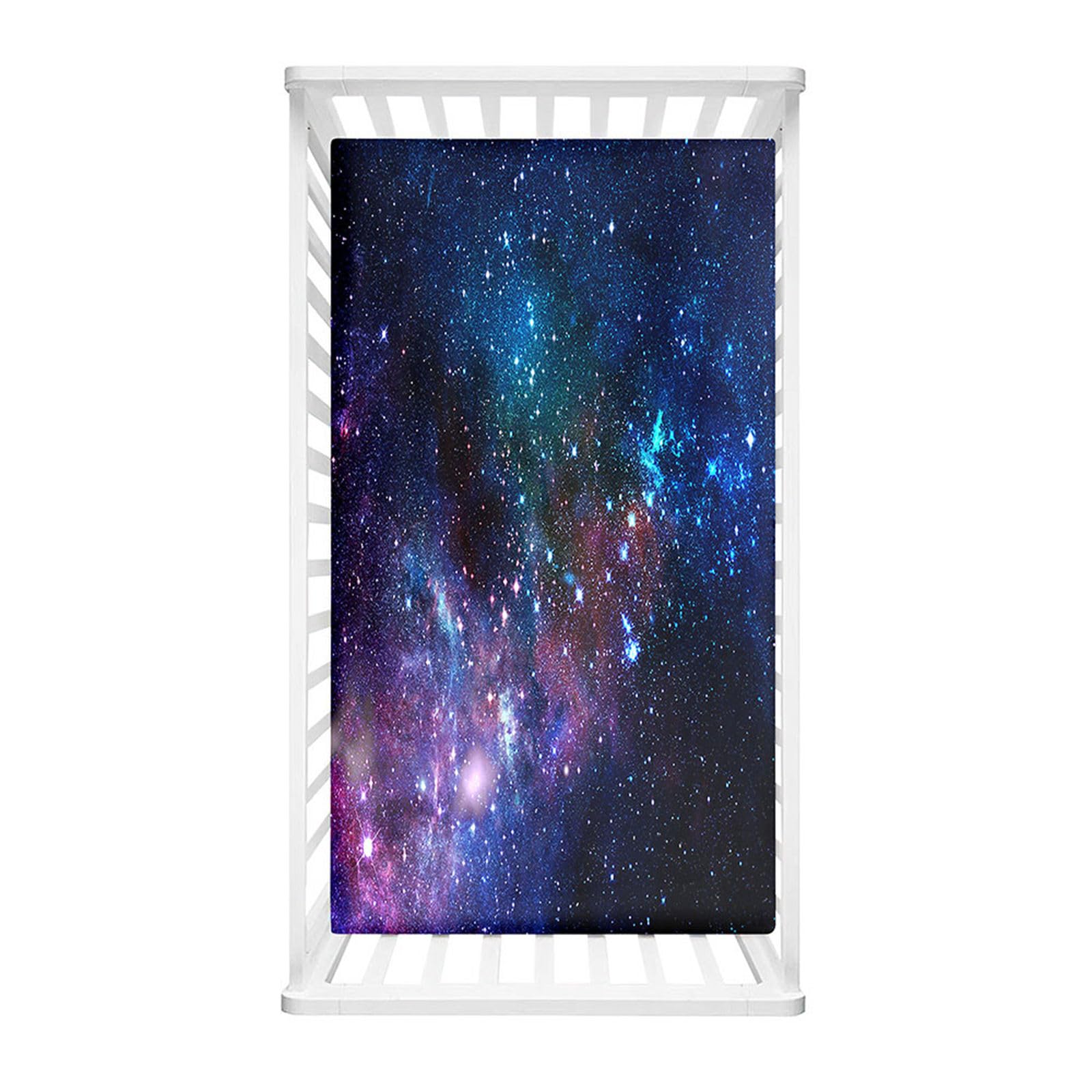 Odot Cot Bed Fitted Sheets, Starry Sky Pattern Cot Bed Sheet Fitted Sheets for Cribs Baby Bed Sheets Soft Bassinet Sheets Cot Bed Mattress Protector for Boy Girl (Universe,70x140cm)