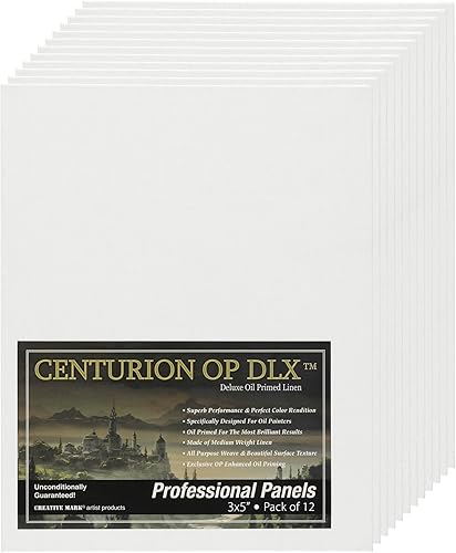 Miniatura 31 de Centurion Paquete de 3 paneles de lienzo de lino imprimados al óleo profesionales de lujo, paneles de lienzo con imprimación mejorada para pintura,