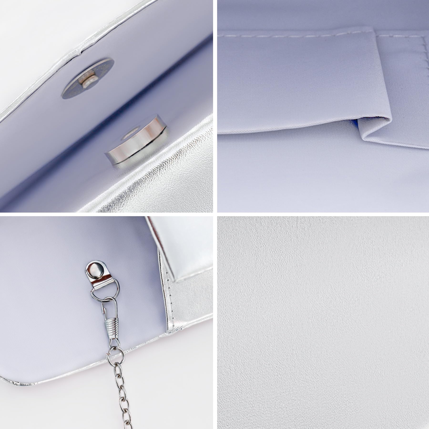 Damskie kopertówki, brokatowe torebki wieczorowe z odpinanym paskiem łańcuszkowym, elegancka mała wieczorowa torba crossbody dla kobiet, miękka skóra, srebrne torebki na ślub, imprezę, bankiet