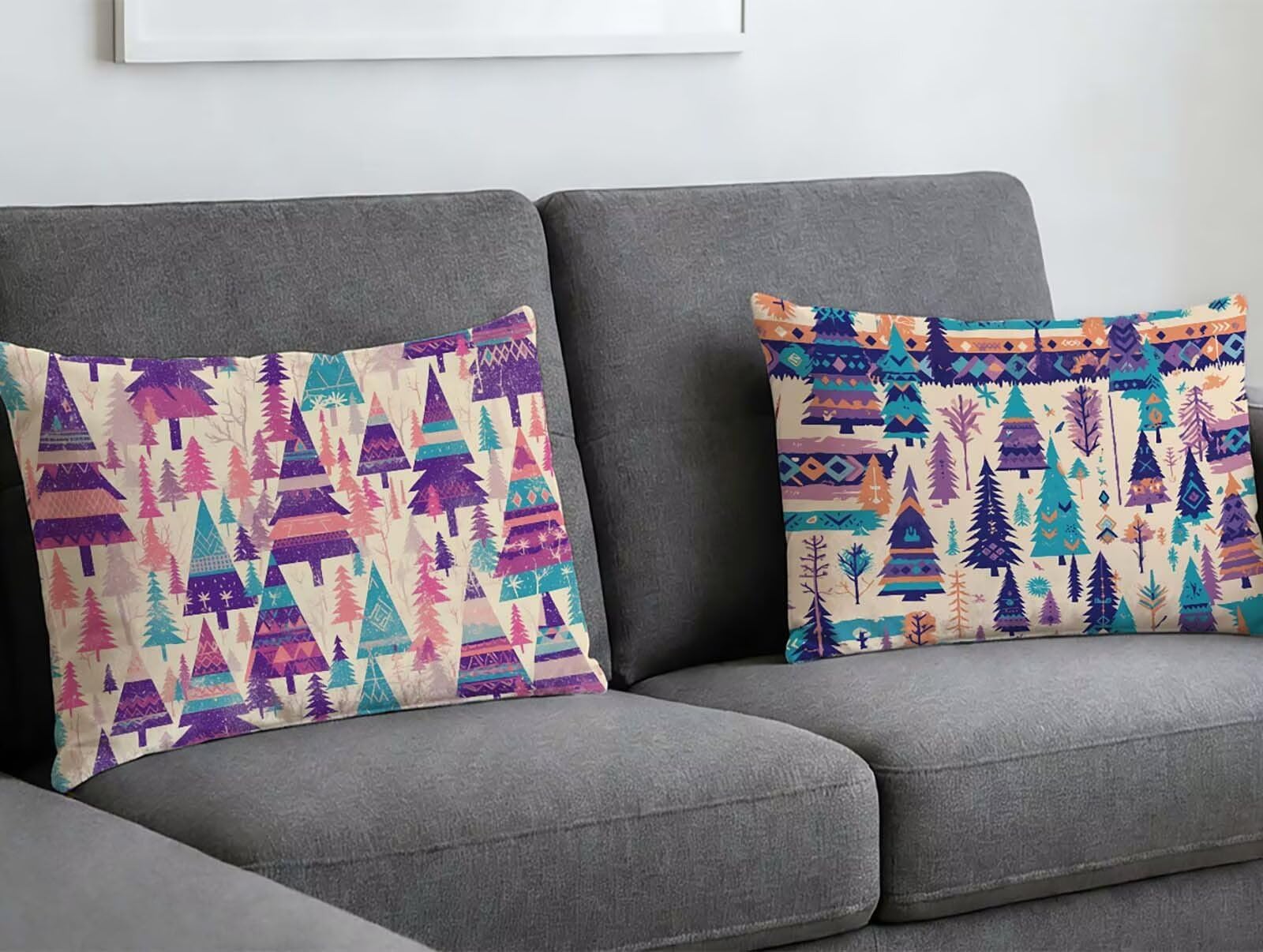 Color Pillowcases 2 pack Tree Cushion Covers 40 x 60 Rectangle Cushion Covers,2026 New Velvet With Invisible Zipper Pillow Protectors for Sofa Couch Bedroom Home Living Room Decorative Pillows O-134LQ