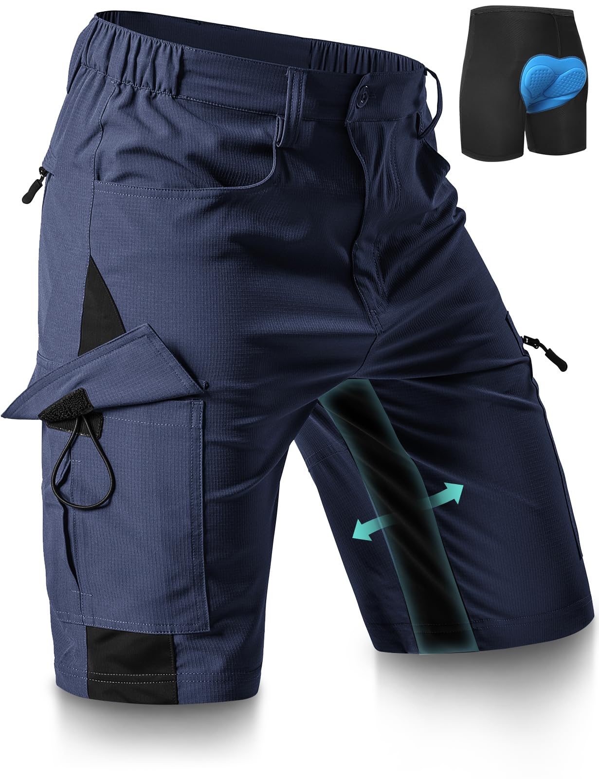 Cycorld Pantalones cortos de ciclismo para hombre, de secado rápido, con acolchado en el asiento, elásticos, para deportes al aire libre