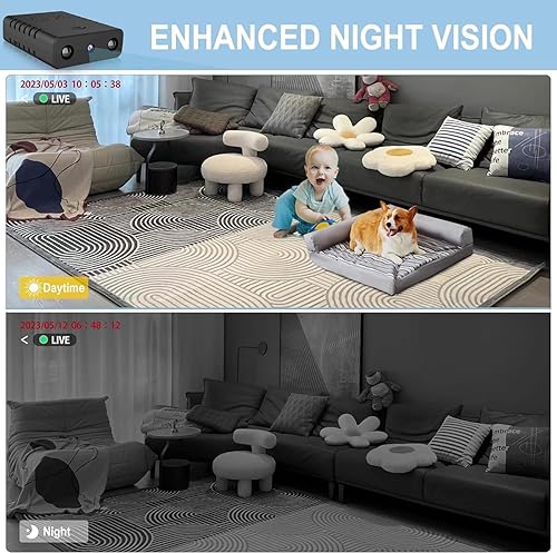 Miniatura 6 de Cámara de batería inalámbrica más pequeña HD1080P, cámara espía para seguridad en el hogar, monitor de bebé con visión nocturna, detección de