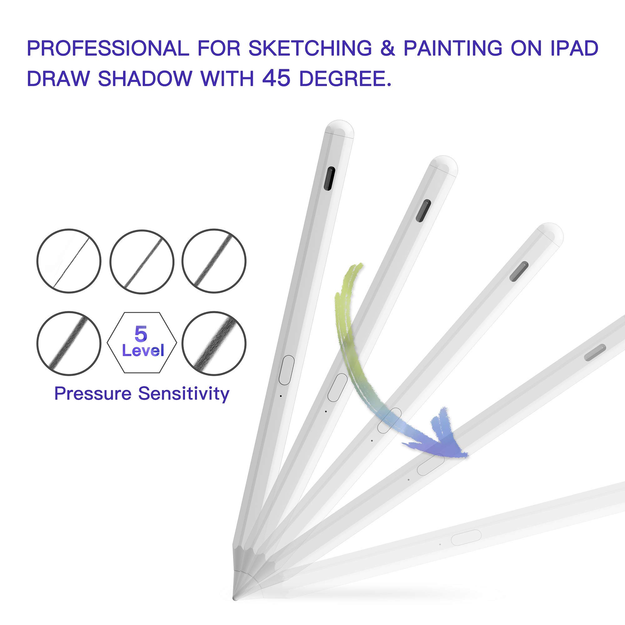 Con Tilt Sensitivity e Palm Rejection Penna Stilo,stylus per Apple iPad (2018 e oltre) 6/7/8/9a generazione, iPad Pro 11 /Pro 12.9 (3a/4a/5a), Air 3/4/5, Mini 5/6,Scrittura/Disegno iPad Pencil Pen