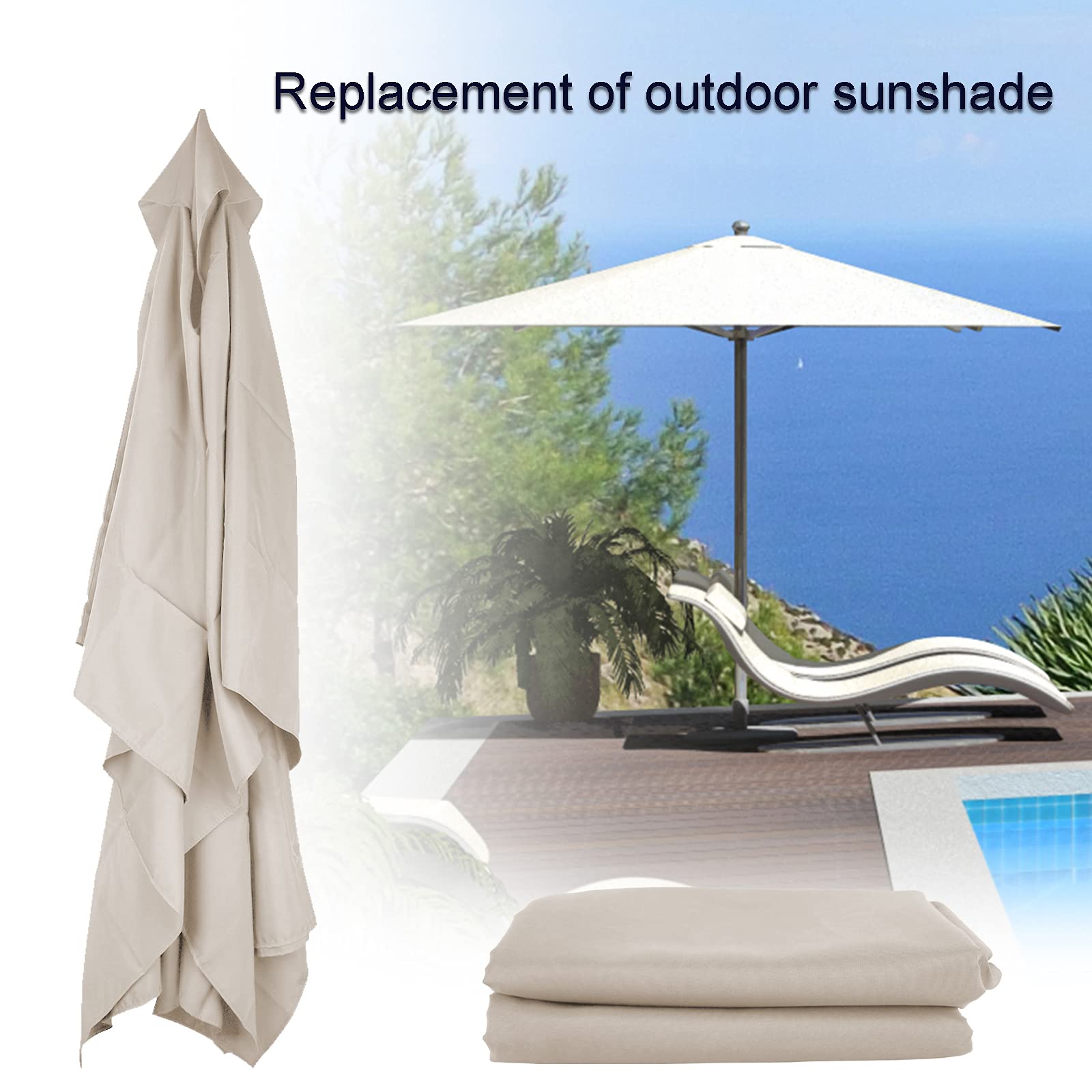 BFYDOAA Parasol Replacement Canopy 3x2m 6Arms Rectangular Canopy Fabric Shade Breathable Umbrella Cloth for Garden Patio Backyard Beach Pool(ONLY Replacement Cloth)