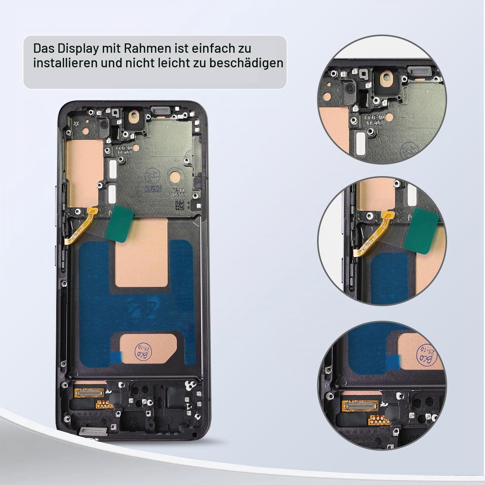 DTD Display für Samsung Galaxy S22 5G SM-S901B, SM-S901B/DS LCD Bildschirm Ersatz Touch Screen Montage mit Werkzeugen (Schwarz mit Rahmen, Ohne Fingerabdruckerkennung)