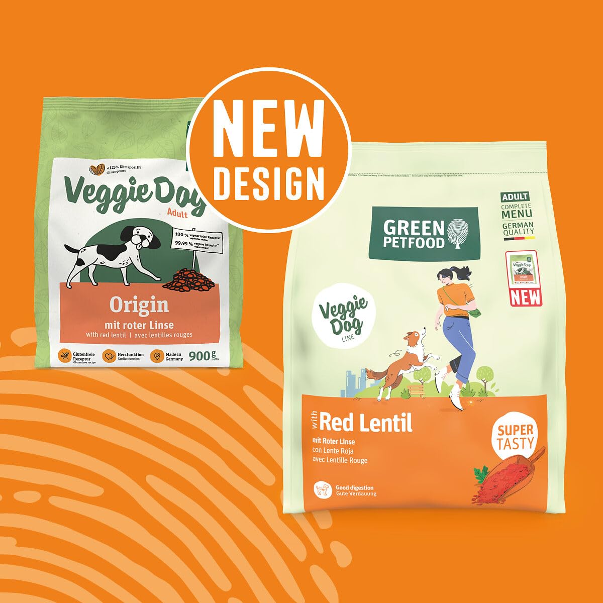Green Petfood VeggieDog con lente rossa (1 x 10 kg), per adulti, cibo secco di alta qualità per cani adulti, 100% vegetariano, senza frumento, particolarmente compatibile con gusci di semi di psillio
