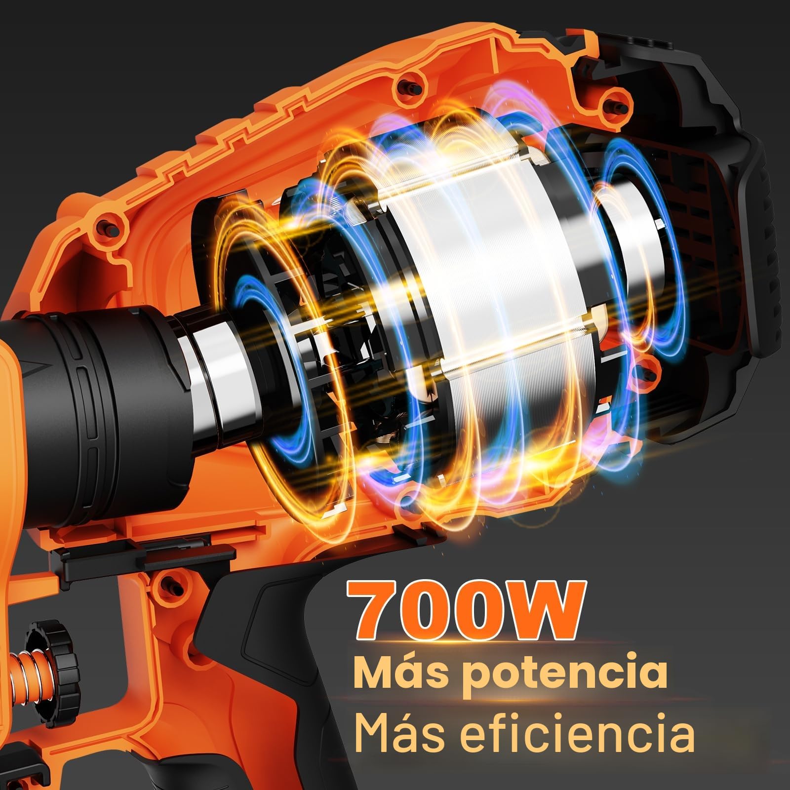 Pulverizador de Pintura HVLP 700 W, Pulverizador Eléctrico con DepóSito de 1200 ML, Flujo de 1000 Ml/Min, 4 Boquillas y 3 Patrones de Pulverización, Incluye Boquillas de Limpieza y Soplado de Polvo