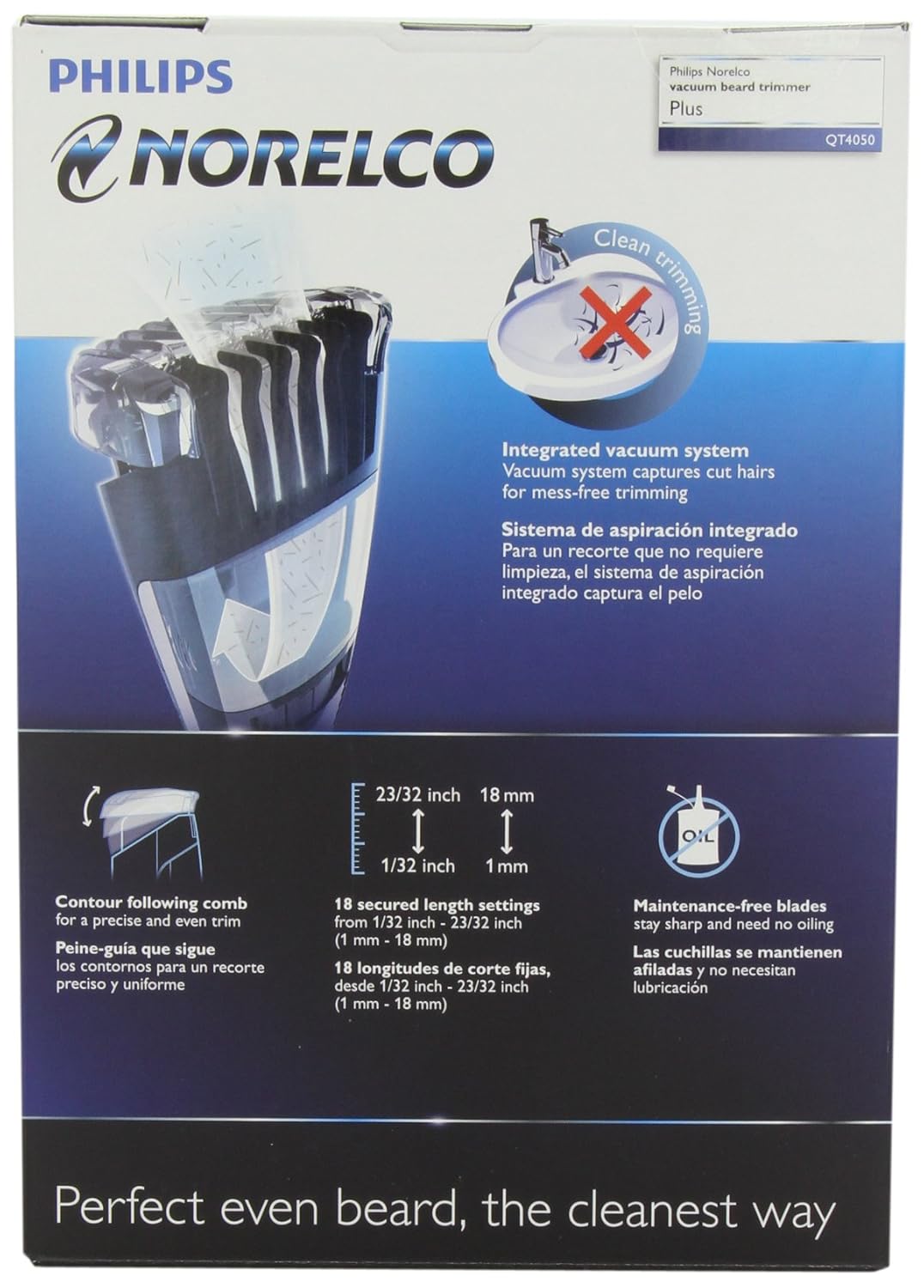 Philips Norelco BeardTrimmer 7100, Vacuum Trimmer (Model # QT4050)