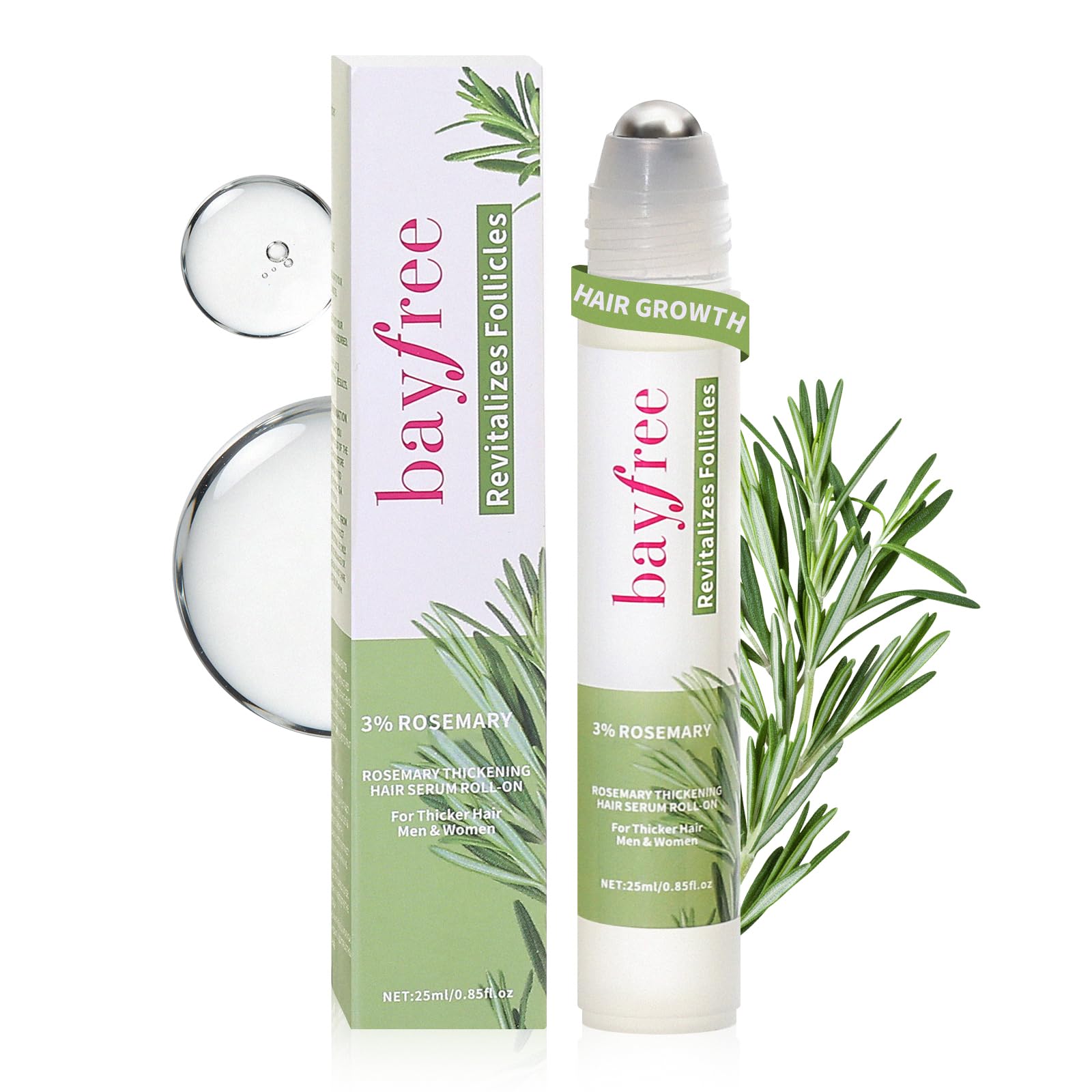 Rosemary Hair Growth Serum Roll On, Scalp Density Care, 0.85 fl oz