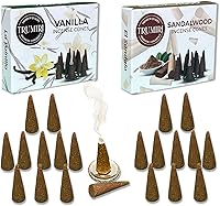 Vista 10 de TRUMIRI Incense Cones - Combo Pack of 20 Cone Incense - 10 Nag Champa + 10 Palo Santo - Insence Cones - Incense Cones Scented - Cone Incense Scents