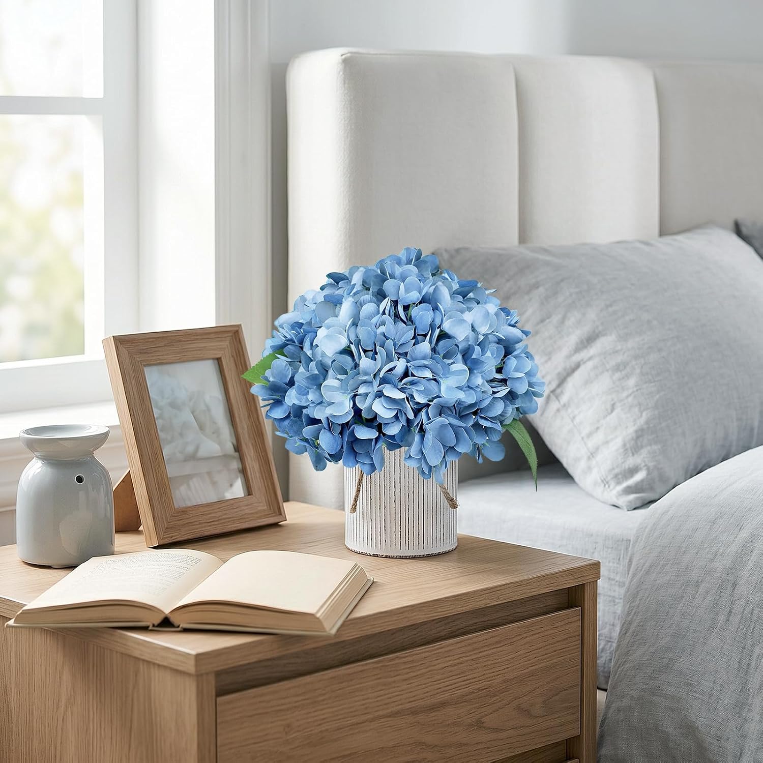 Set of 6 Artificial Flower Table Centerpieces (Dusty Blue, 6 X Flower Table Centerpieces)