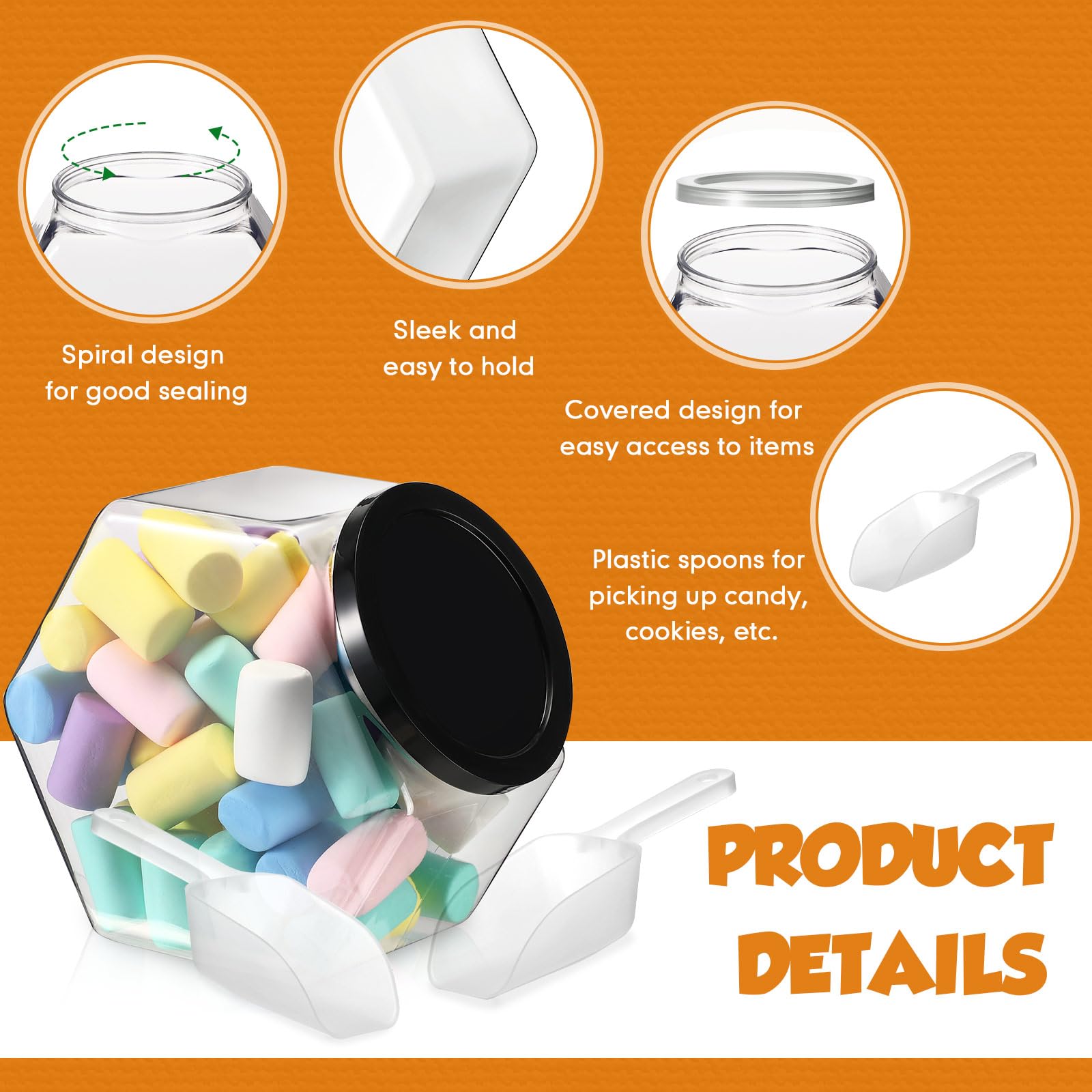 Jinei 24 Pcs Hexagon Plastic Candy Jar With 24 Candy Scoops 30 Oz jinei-24-pcs-hexagon-plastic-candy-jar-with-24-candy-scoops-30-oz