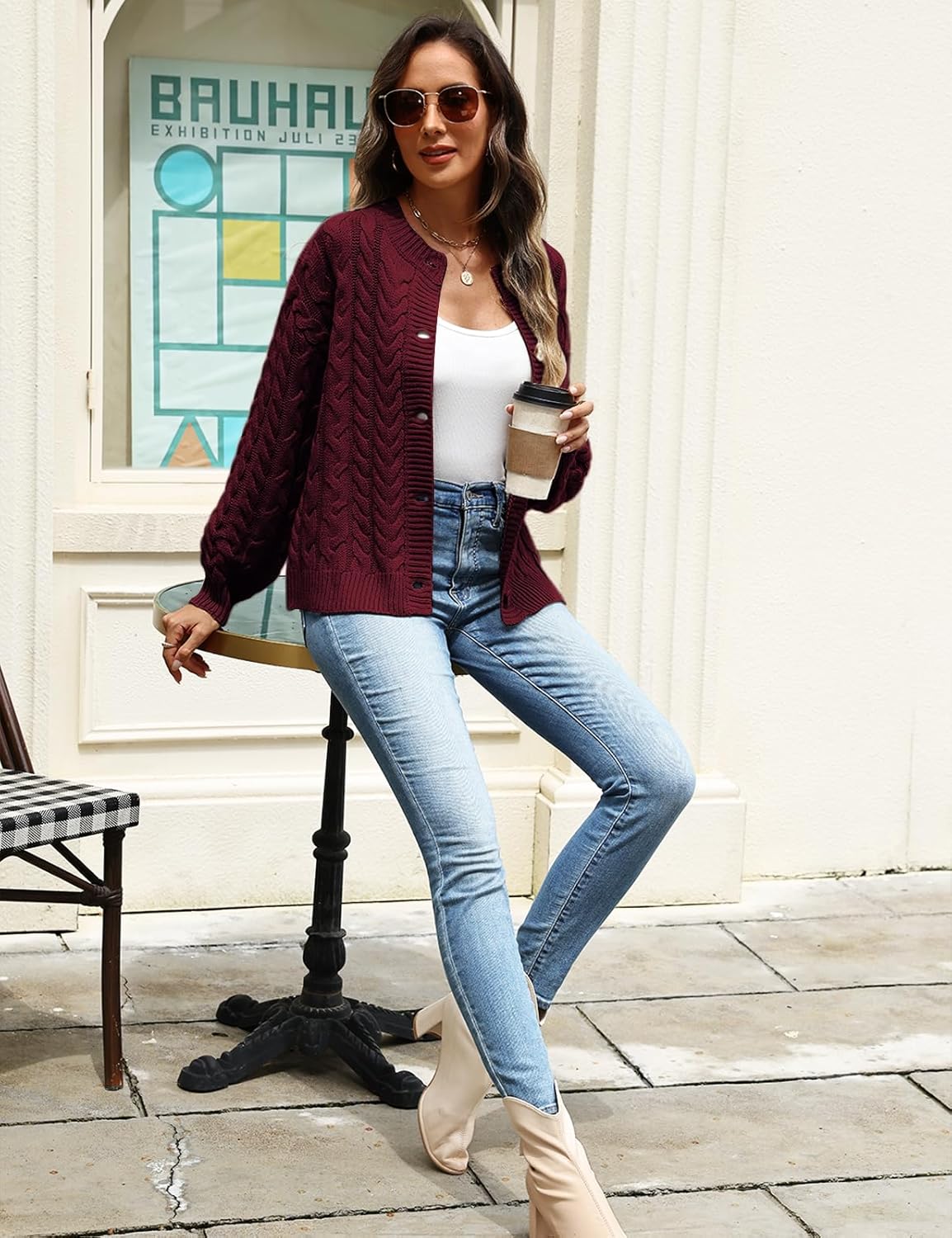 CiCiBird Womens Fall Cardigan Sweaters Casual Cable Knit Button Jackets Long Sleeve Open Front Outwear Coat - Image 4