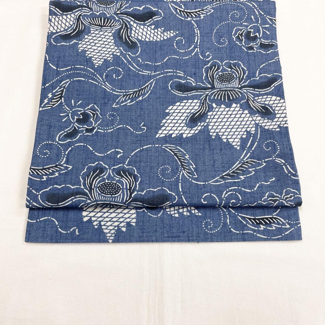 Amazon.co.jp: 平野晋二郎 本場琉球紅型 紬名古屋帯 全通柄 正絹 開き